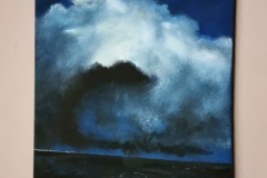 Canopy cloud. Linolfarben auf Leinwand.  40x50 cm.